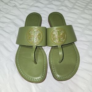 Tory Burch Green Slide Sandals Minimalist Design